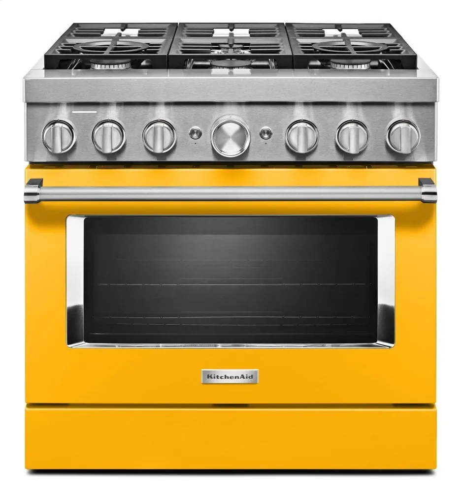 Kitchenaid KFDC506JYP Kitchenaid 36'' Smart Commercial-Style Dual Fuel Range With 6 Burners - Yellow Pepper