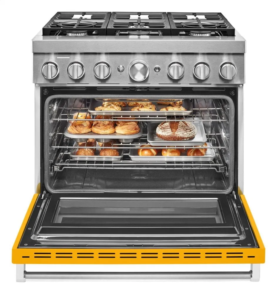 Kitchenaid KFDC506JYP Kitchenaid 36'' Smart Commercial-Style Dual Fuel Range With 6 Burners - Yellow Pepper