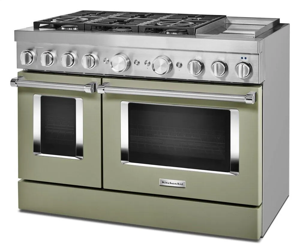 Kitchenaid KFDC558JAV Kitchenaid 48'' Smart Commercial-Style Dual Fuel Range With Griddle - Avocado Cream