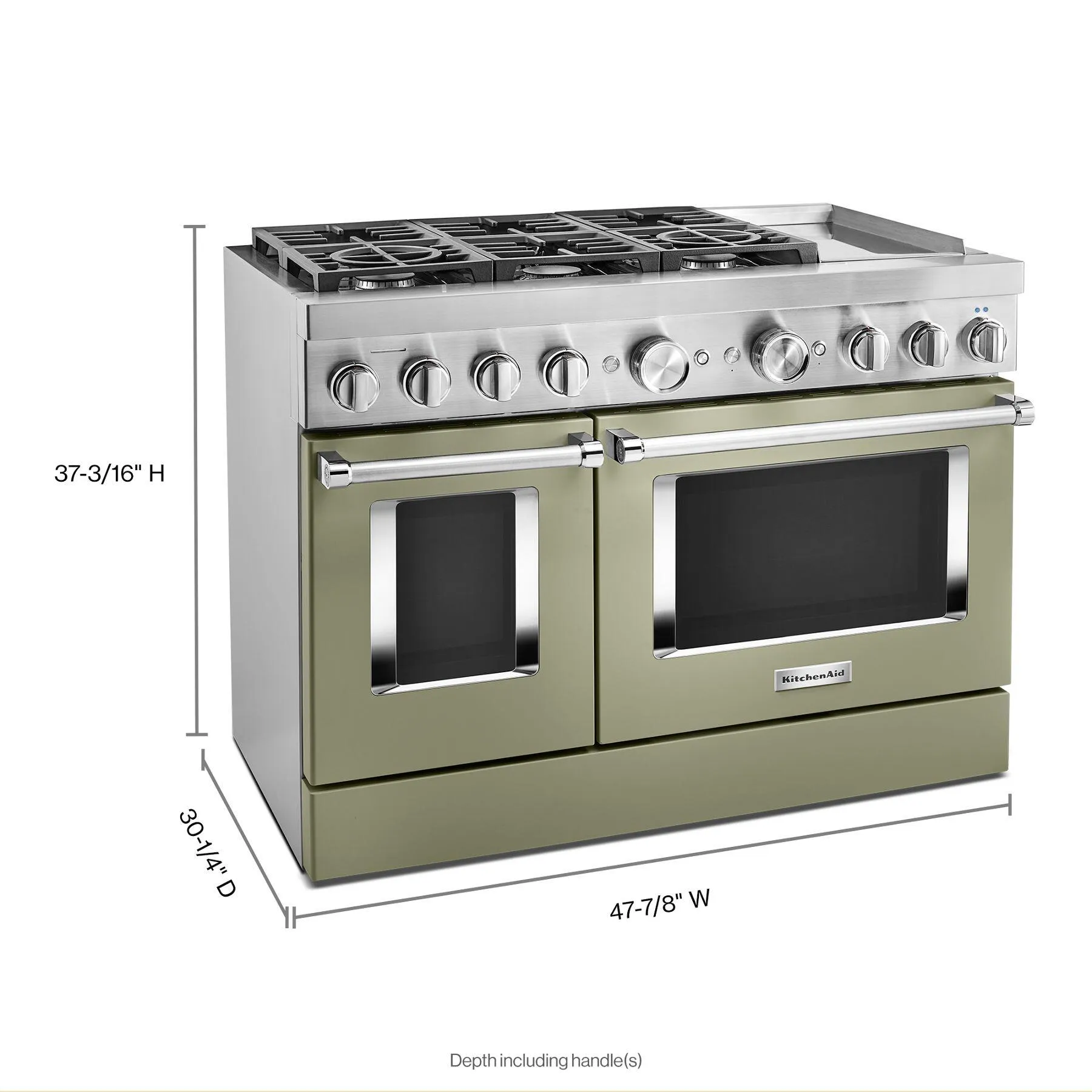 Kitchenaid KFDC558JAV Kitchenaid 48'' Smart Commercial-Style Dual Fuel Range With Griddle - Avocado Cream