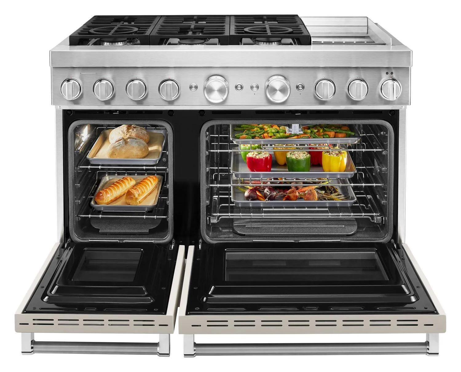 Kitchenaid KFDC558JMH Kitchenaid 48'' Smart Commercial-Style Dual Fuel Range With Griddle Milkshake
