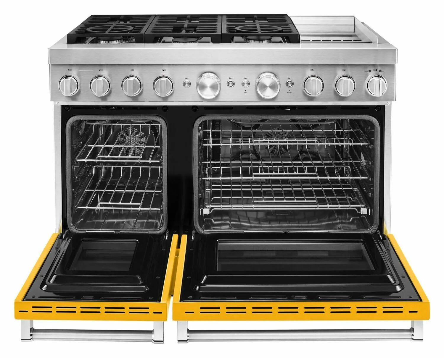 Kitchenaid KFDC558JYP Kitchenaid 48'' Smart Commercial-Style Dual Fuel Range With Griddle - Yellow Pepper