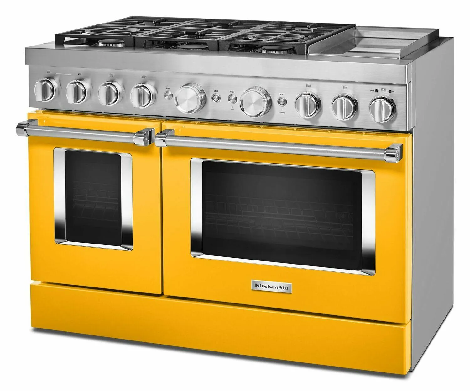 Kitchenaid KFDC558JYP Kitchenaid 48'' Smart Commercial-Style Dual Fuel Range With Griddle - Yellow Pepper