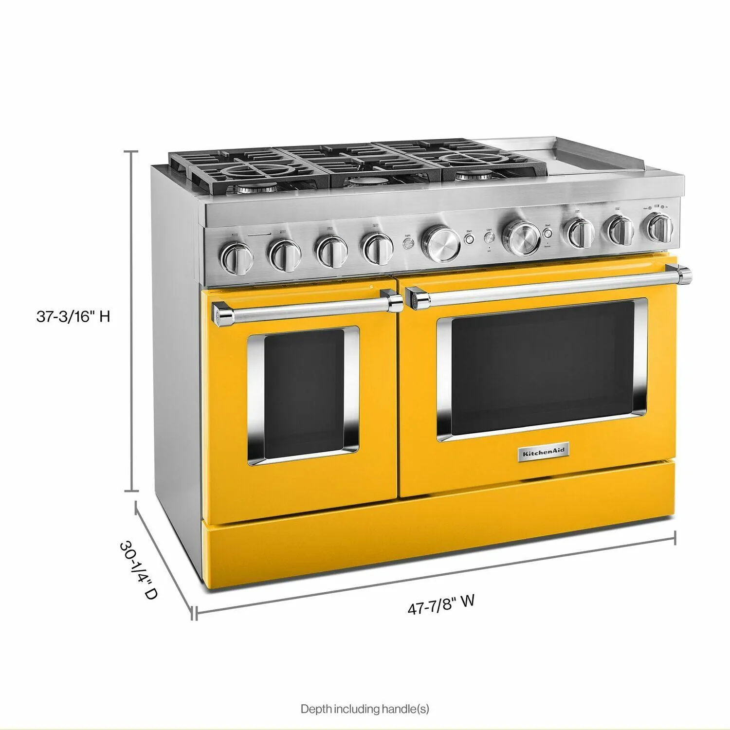 Kitchenaid KFDC558JYP Kitchenaid 48'' Smart Commercial-Style Dual Fuel Range With Griddle - Yellow Pepper