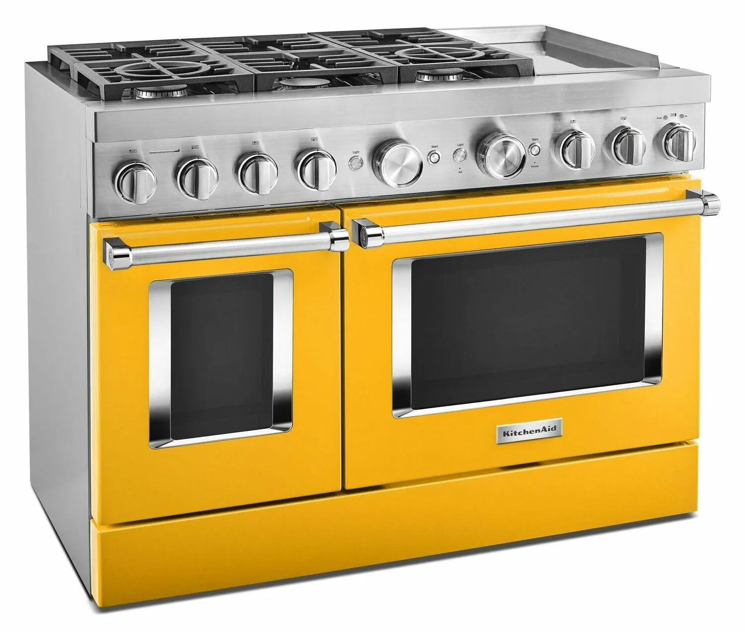 Kitchenaid KFDC558JYP Kitchenaid 48'' Smart Commercial-Style Dual Fuel Range With Griddle - Yellow Pepper