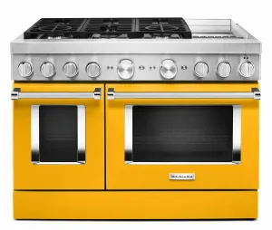 Kitchenaid KFDC558JYP Kitchenaid 48'' Smart Commercial-Style Dual Fuel Range With Griddle - Yellow Pepper