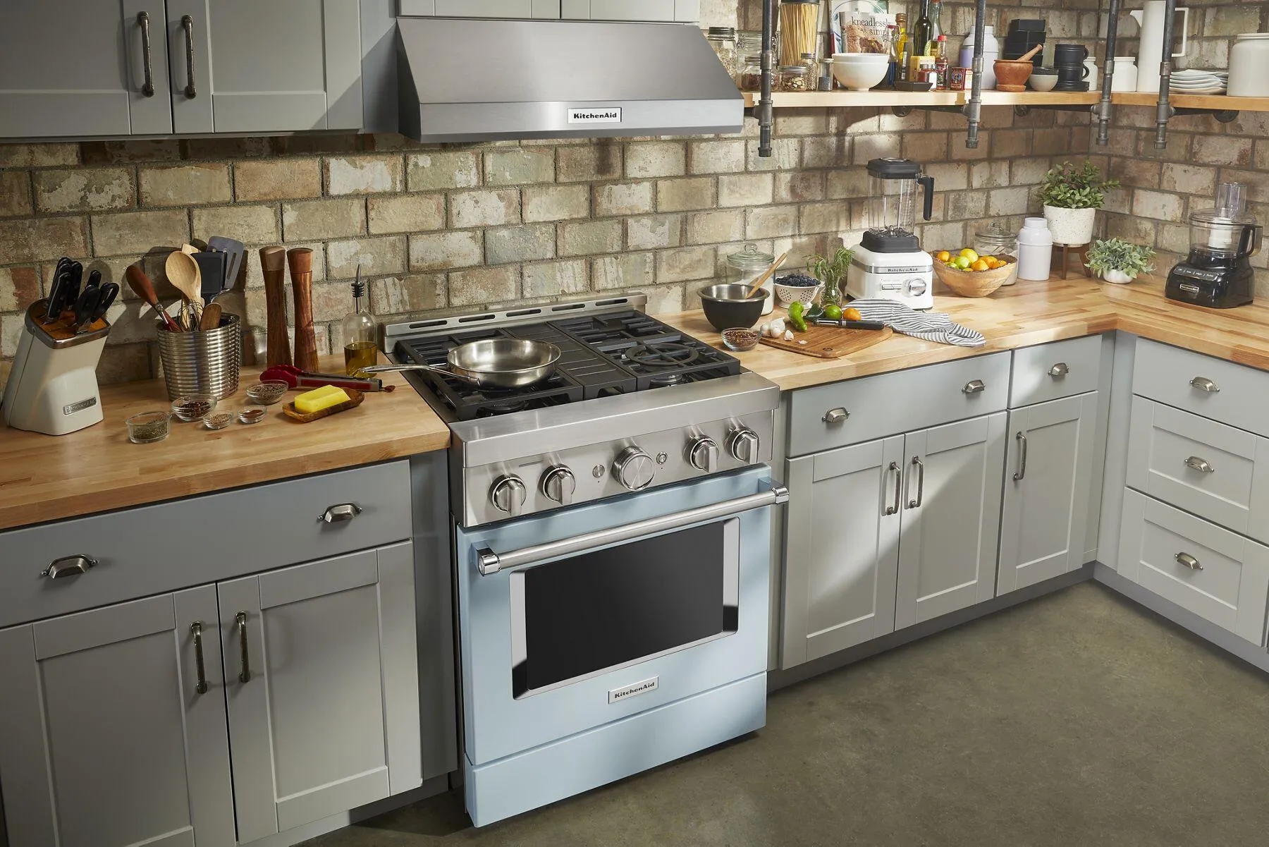 Kitchenaid KFGC500JMB Kitchenaid 30'' Smart Commercial-Style Gas Range With 4 Burners - Misty Blue