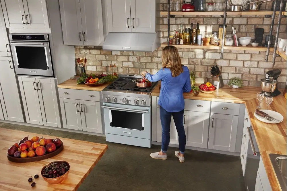 Kitchenaid KFGC500JMB Kitchenaid 30'' Smart Commercial-Style Gas Range With 4 Burners - Misty Blue
