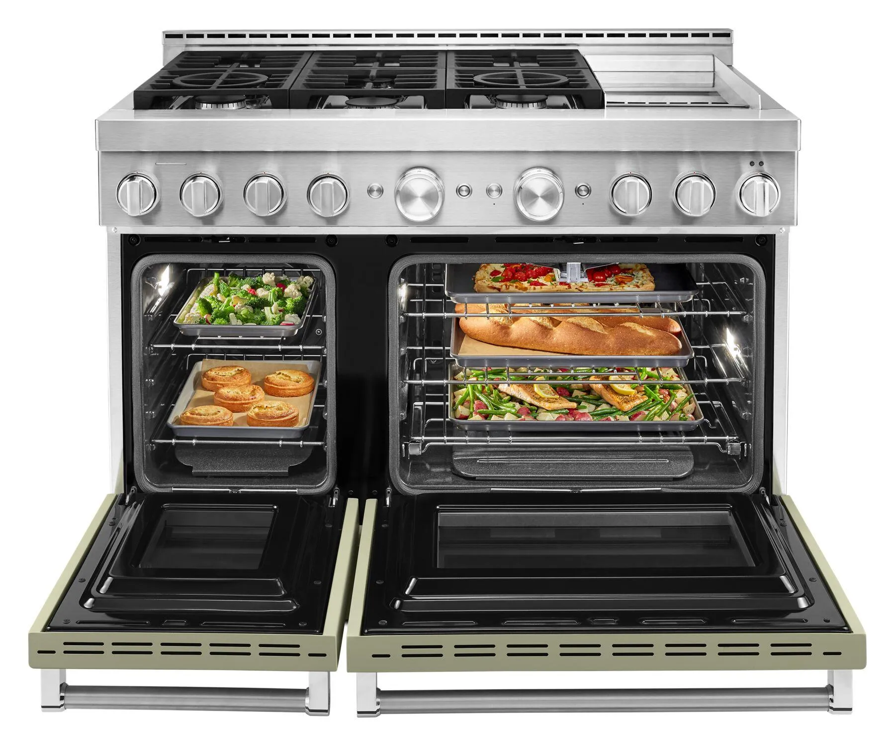 Kitchenaid KFGC558JAV Kitchenaid 48'' Smart Commercial-Style Gas Range With Griddle - Avocado Cream