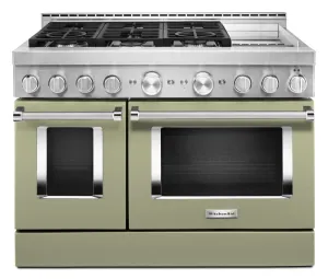 Kitchenaid KFGC558JAV Kitchenaid 48'' Smart Commercial-Style Gas Range With Griddle - Avocado Cream