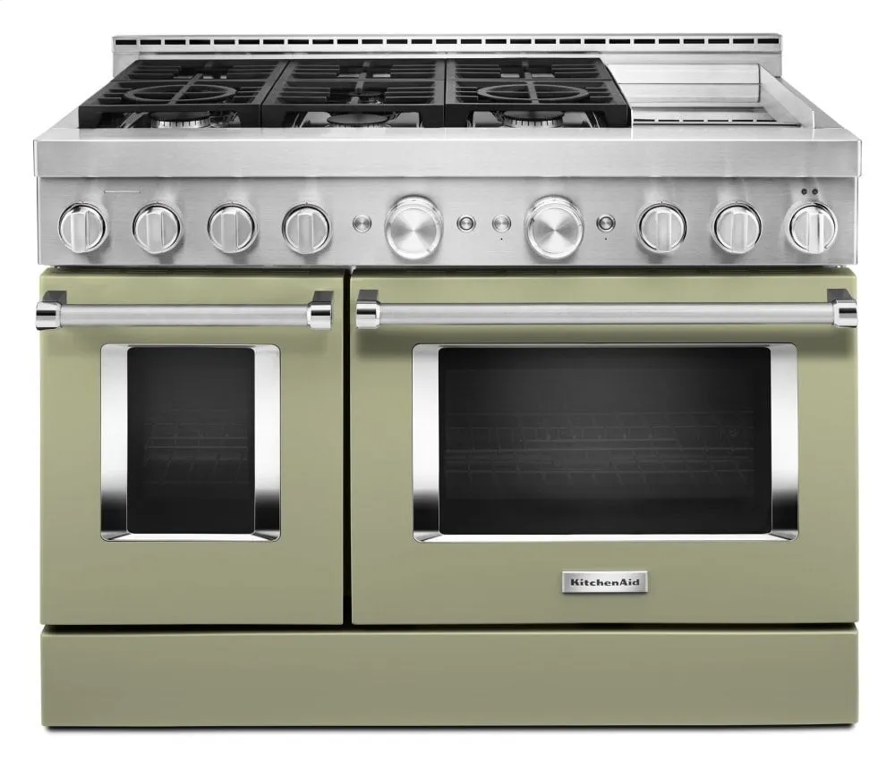 Kitchenaid KFGC558JAV Kitchenaid 48'' Smart Commercial-Style Gas Range With Griddle - Avocado Cream