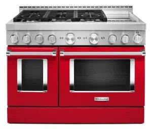 Kitchenaid KFGC558JPA Kitchenaid 48'' Smart Commercial-Style Gas Range With Griddle - Passion Red