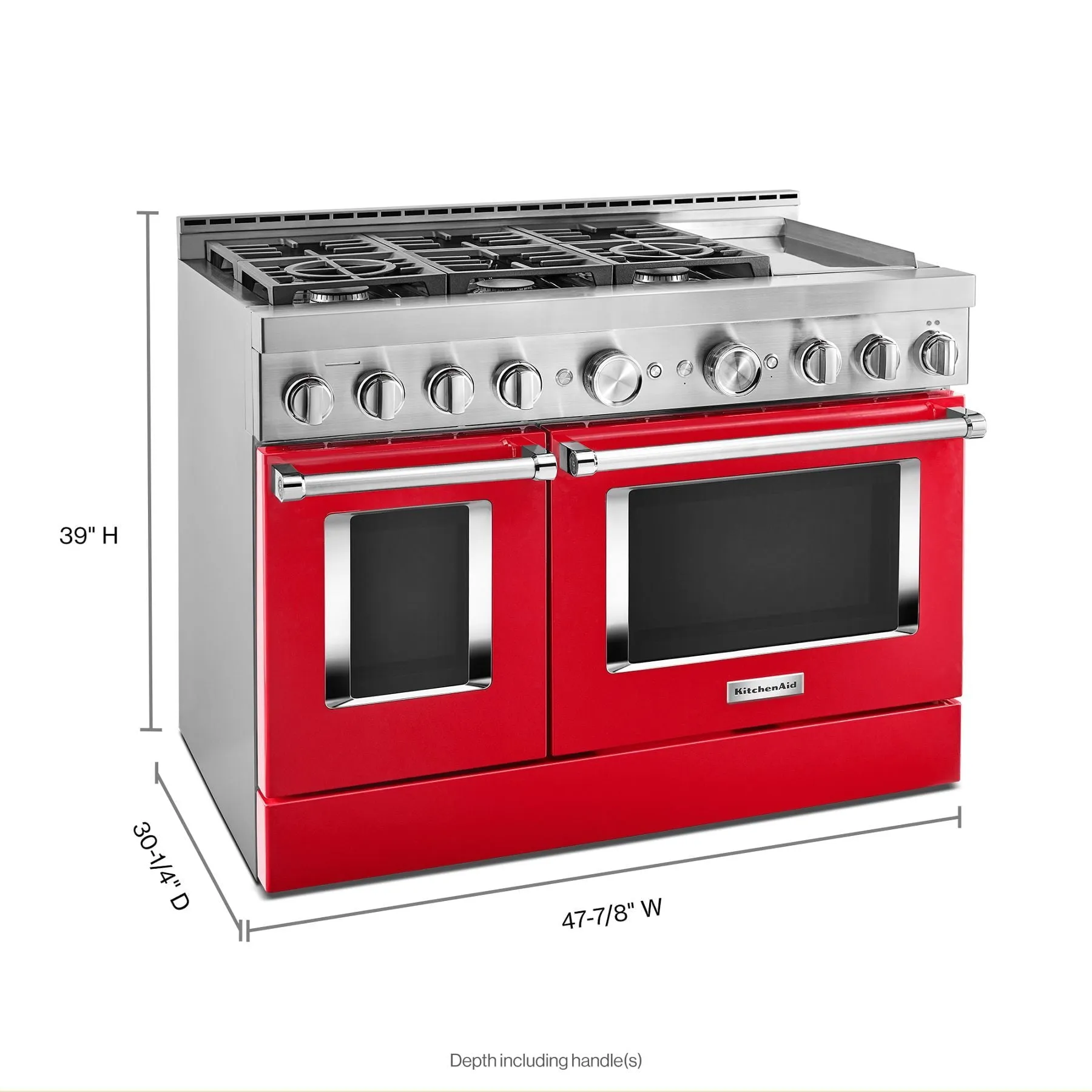 Kitchenaid KFGC558JPA Kitchenaid 48'' Smart Commercial-Style Gas Range With Griddle - Passion Red