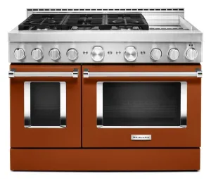 Kitchenaid KFGC558JSC Kitchenaid 48'' Smart Commercial-Style Gas Range With Griddle - Scorched Orange