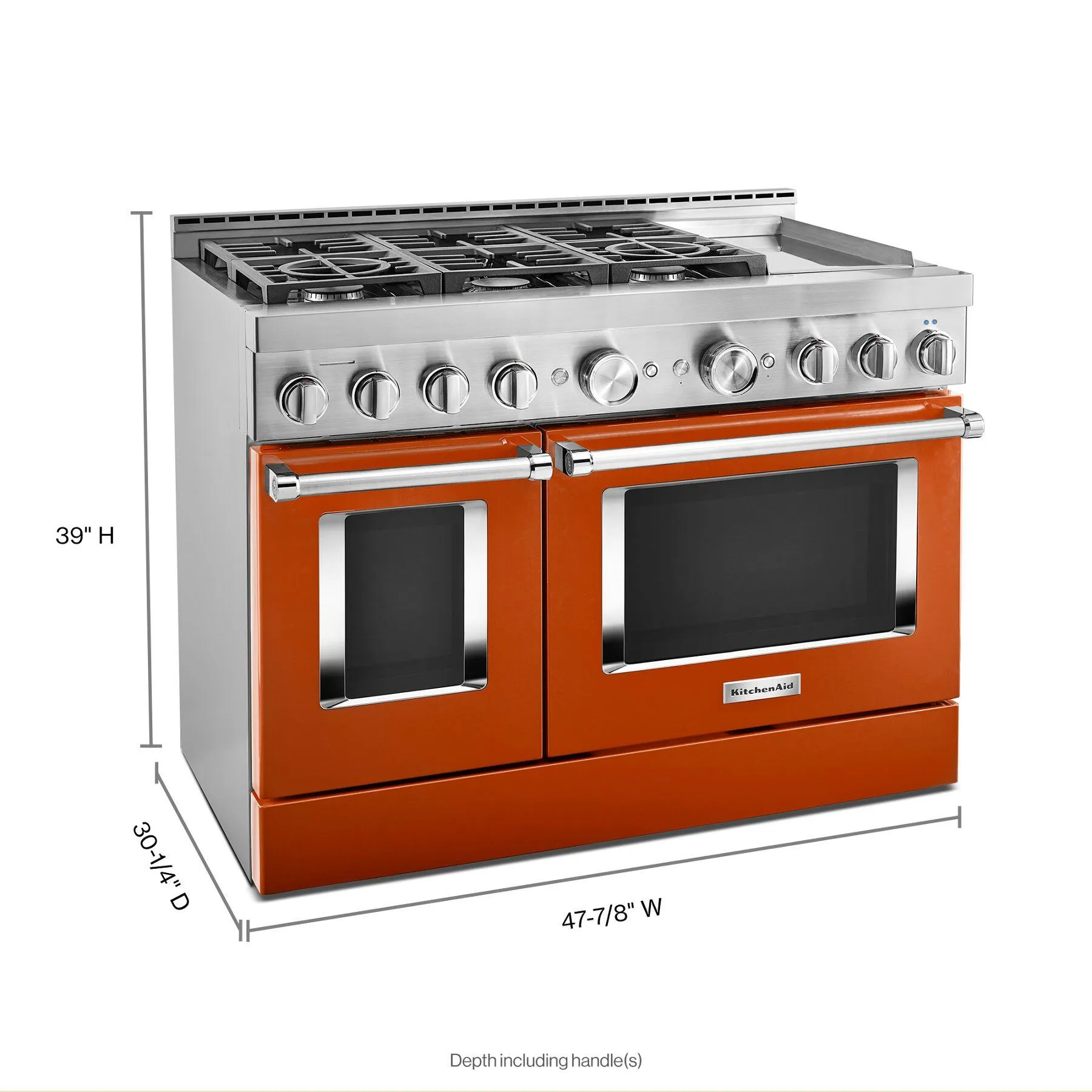 Kitchenaid KFGC558JSC Kitchenaid 48'' Smart Commercial-Style Gas Range With Griddle - Scorched Orange