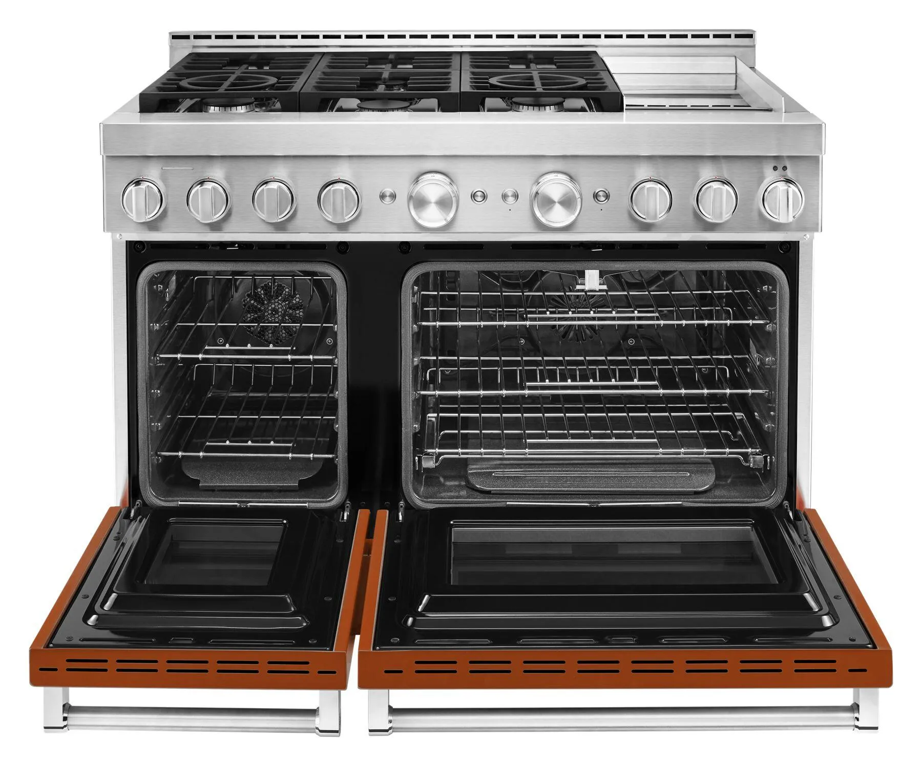 Kitchenaid KFGC558JSC Kitchenaid 48'' Smart Commercial-Style Gas Range With Griddle - Scorched Orange