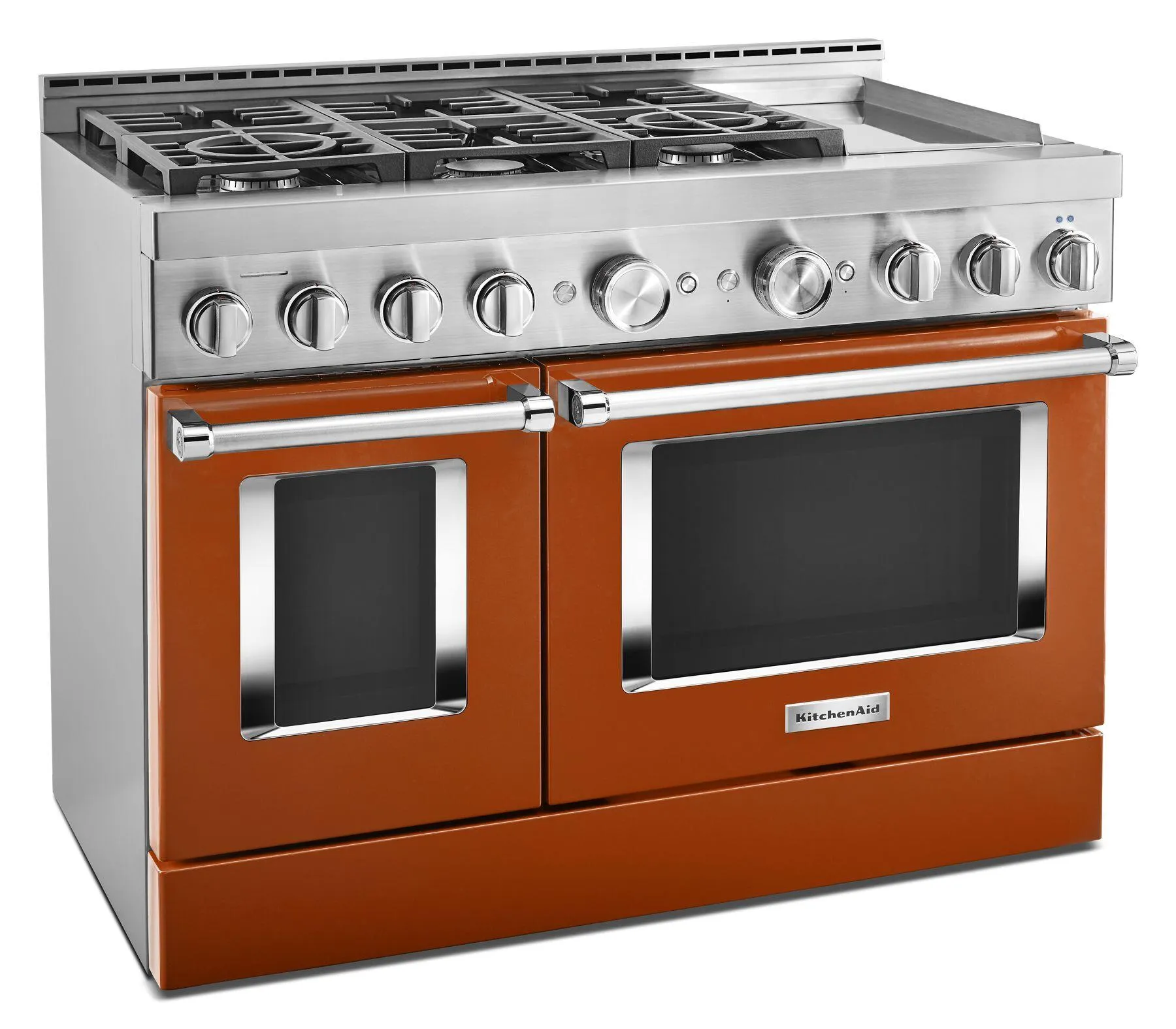 Kitchenaid KFGC558JSC Kitchenaid 48'' Smart Commercial-Style Gas Range With Griddle - Scorched Orange