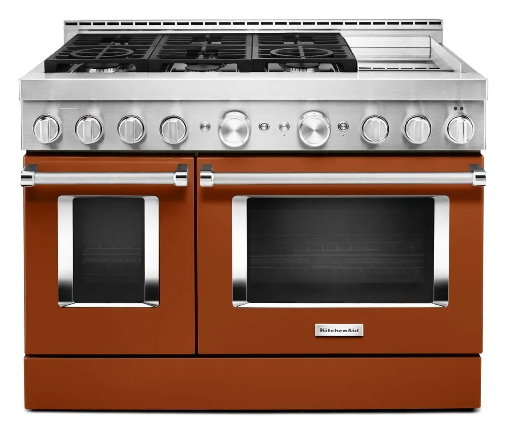 Kitchenaid KFGC558JSC Kitchenaid 48'' Smart Commercial-Style Gas Range With Griddle - Scorched Orange