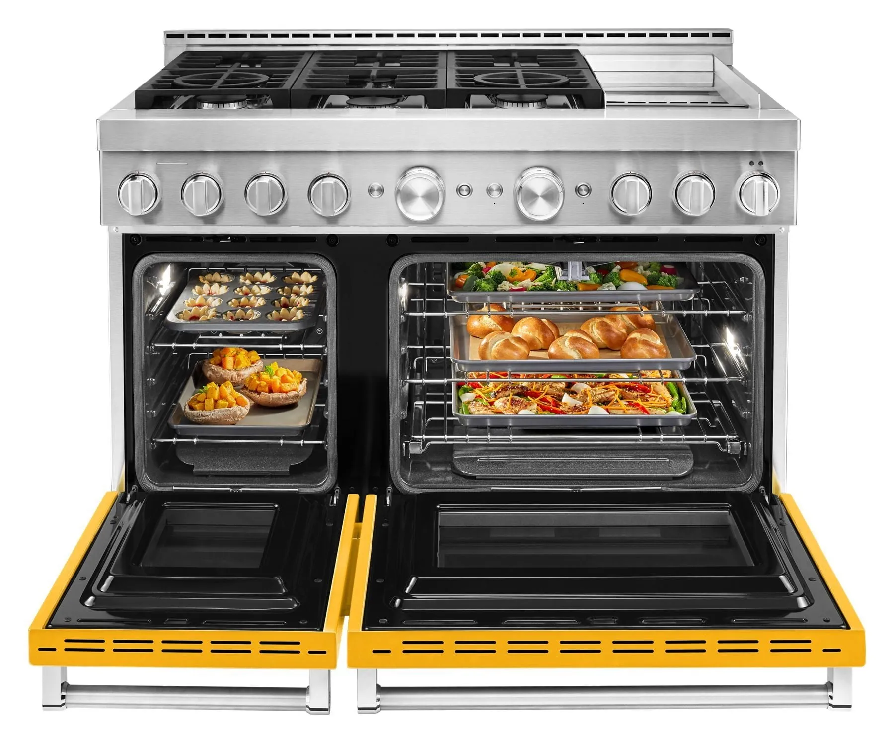 Kitchenaid KFGC558JYP Kitchenaid 48'' Smart Commercial-Style Gas Range With Griddle - Yellow Pepper