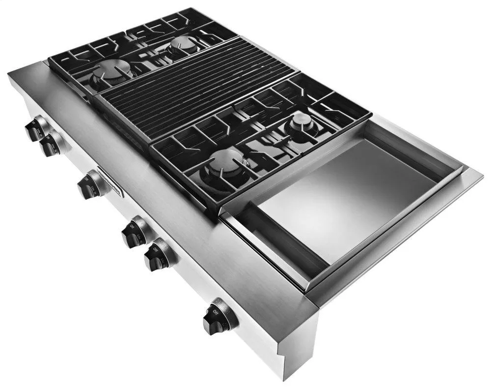 Kitchenaid KGCU484VSS 48-Inch 4 Burner Gas Rangetop. Commercial-Style - Stainless Steel