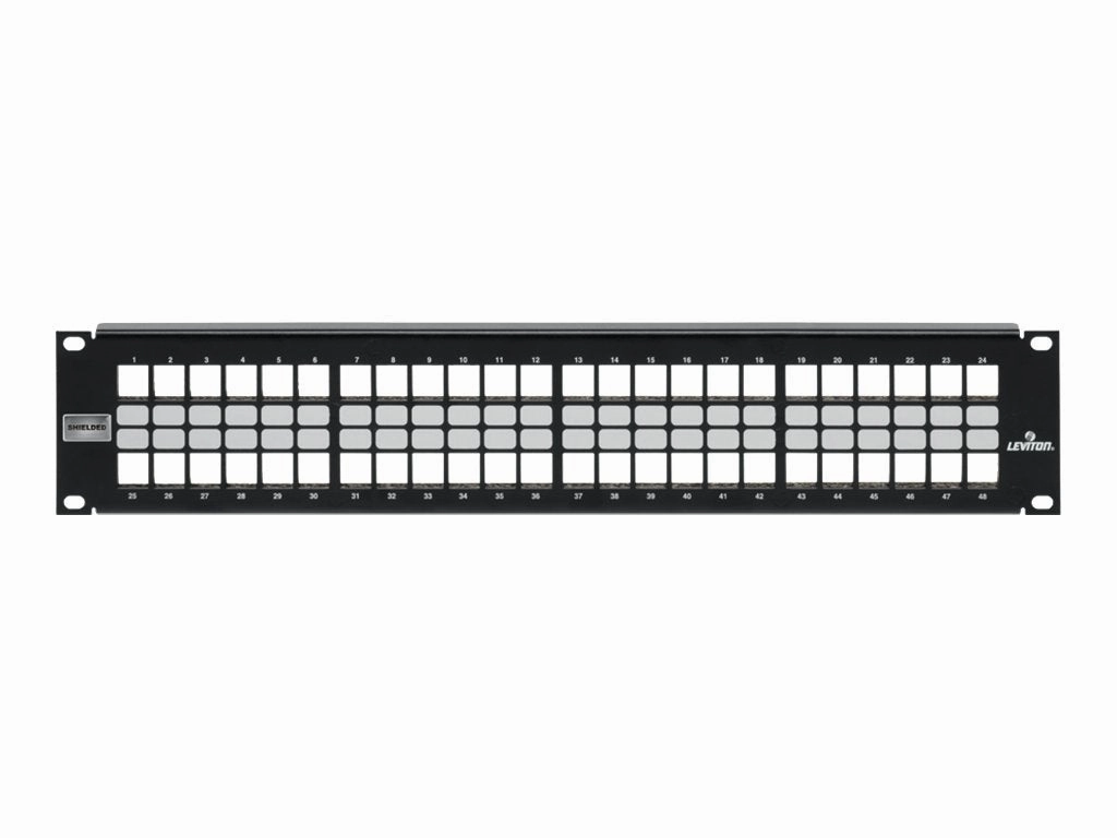 Leviton QuickPort Shielded Flat - Patch panel with cable management - 2U - 19 - 48 ports" 4S255-S48