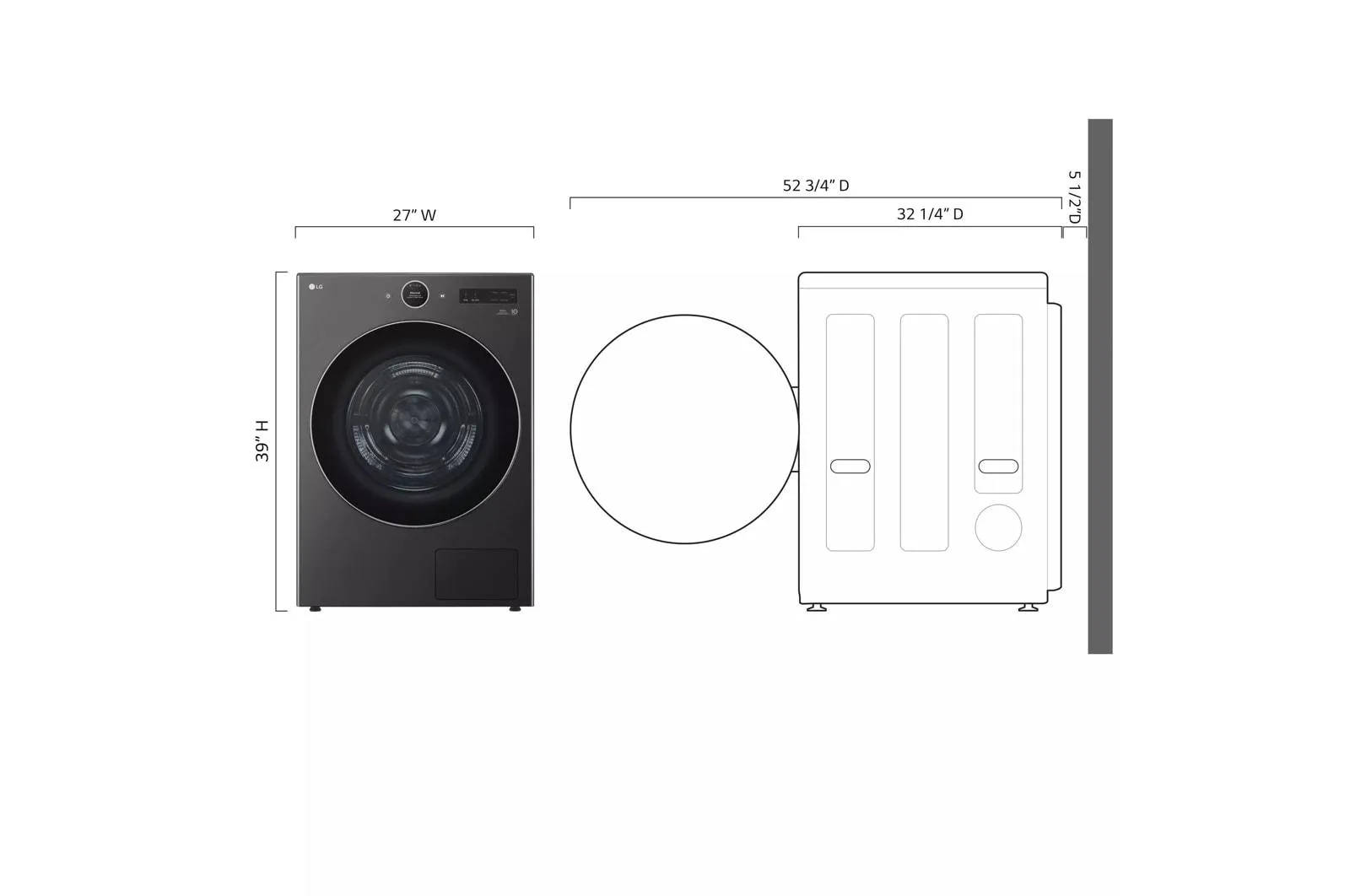 Lg DLHC5502B 7.8 Cu. Ft. Mega Capacity Smart Front Load Dryer With Dual Inverter Heatpump&#8482; Technology And Inverter Direct Drive Motor System