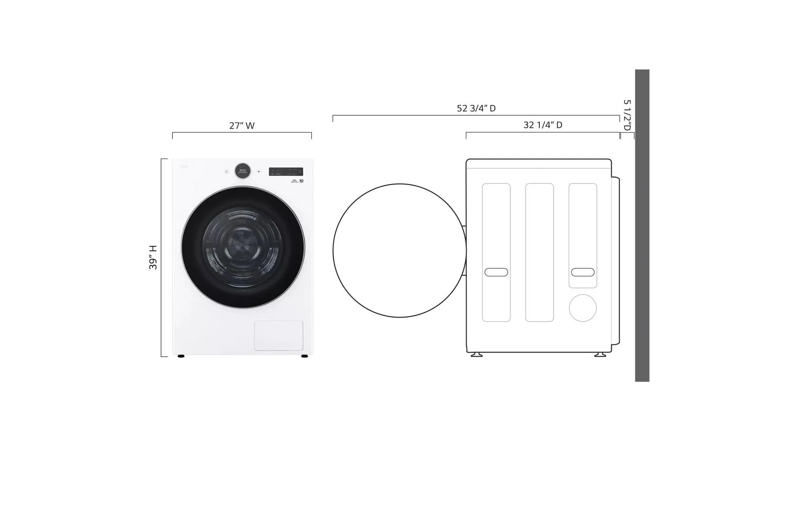 Lg DLHC5502W 7.8 Cu. Ft. Mega Capacity Smart Front Load Dryer With Dual Inverter Heatpump&#8482; Technology And Inverter Direct Drive Motor System