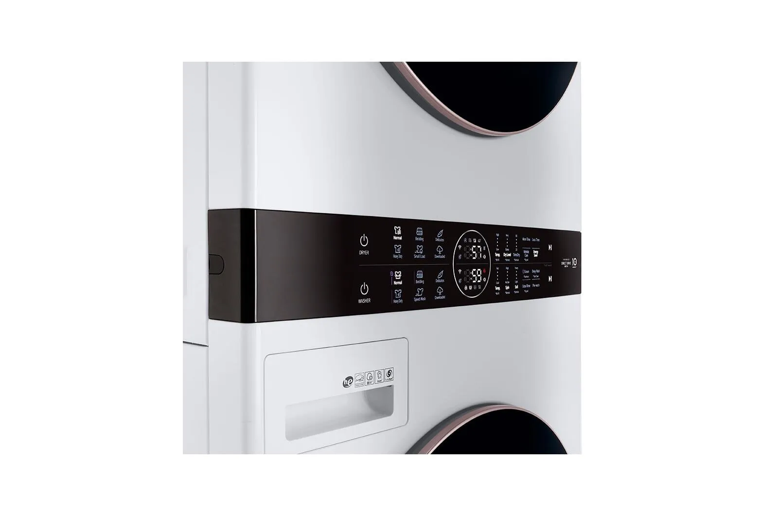 Lg WKE100HWA Single Unit Front Load Lg Washtower&#8482; With Center Control&#8482; 4.5 Cu. Ft. Washer And 7.4 Cu. Ft. Electric Dryer