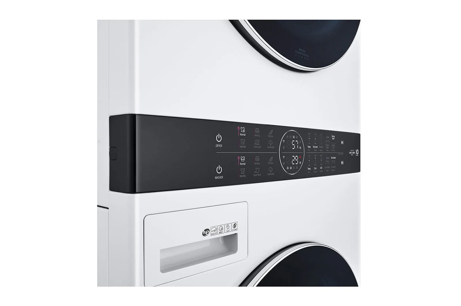 Lg WKEX200HWA Single Unit Front Load Lg Washtower&#8482; With Center Control&#8482; 4.5 Cu. Ft. Washer And 7.4 Cu. Ft. Electric Dryer