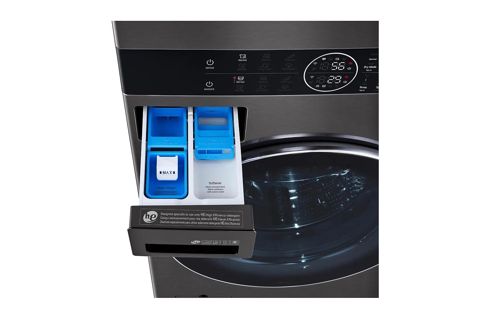 Lg WKHC202HBA Single Unit Lg Washtower&#8482; With Center Control&#8482; 4.5 Cu. Ft. Front Load Washer And 7.2 Cu. Ft. Front Load Ventless Dryer