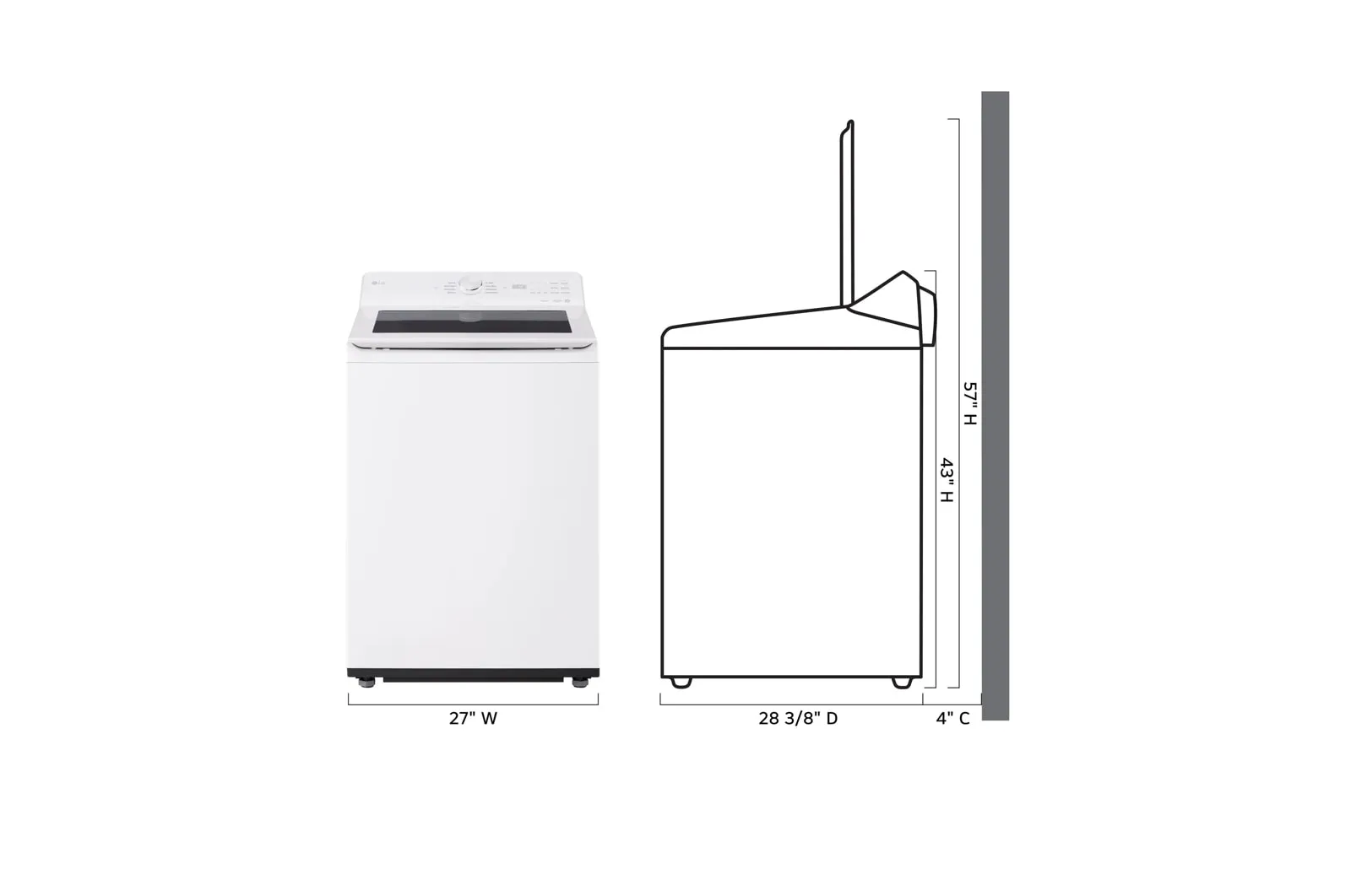 Lg WT8205CW 4.8 Cu. Ft. Mega Capacity Smart Top Load Washer With 4-Way Agitator. Easyunload&#8482; & Ai Sensing