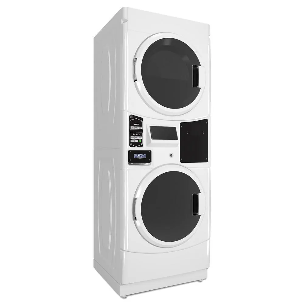 Maytag MLG22PRAWW Commercial Gas Stack Washer/Dryer. Card Reader Ready Or Non-Vend