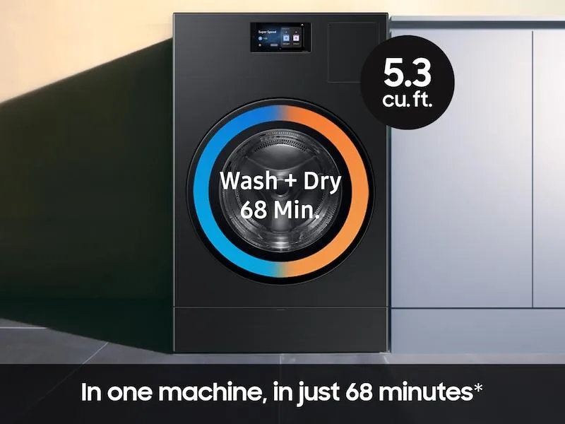 Samsung WD90F53AVB 5.3 Cu. Ft. Bespoke Ai Laundry Vented Combo&#8482; All-In-One Ultra Capacity Washer And Electric Dryer With Ai Home In Brushed Black