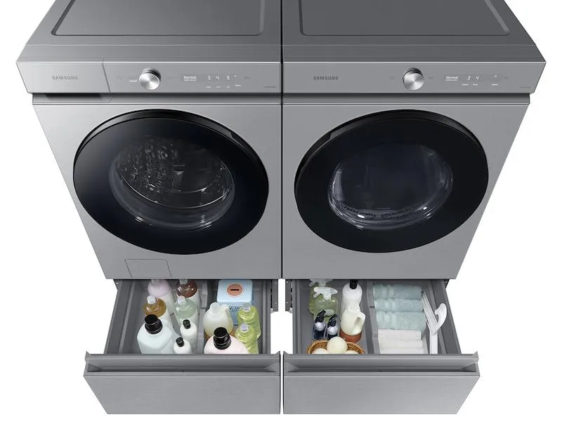 Samsung WE502NT Bespoke 27 Laundry Pedestal With Storage Drawer In Silver Steel
