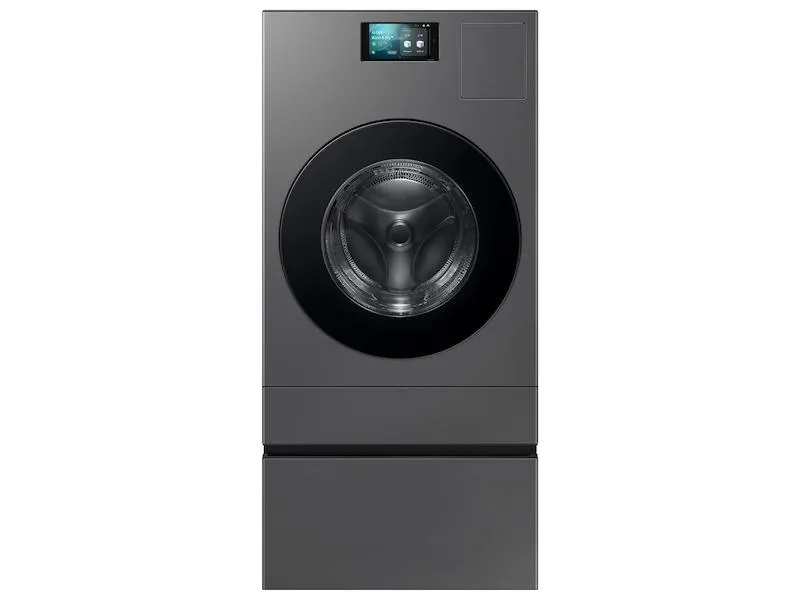Samsung WE702NZ Bespoke Ai Laundry Combo&#8482; Pedestal With Storage Drawer In Dark Steel