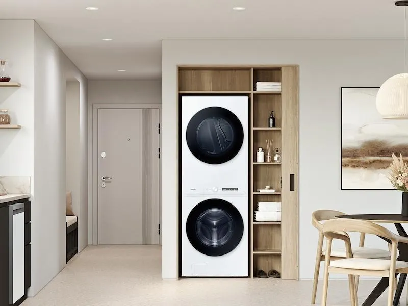 Samsung WH46DBH100EW Bespoke 4.6 Cu. Ft. Ai Laundry Hub&#8482; Large Capacity Single Unit Washer With Steam Wash And 7.6 Cu. Ft. Electric Dryer In White