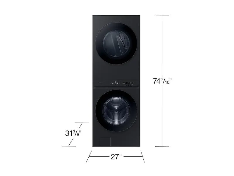 Samsung WH46DBH500EV Bespoke 4.6 Cu. Ft. Ai Laundry Hub&#8482; Large Capacity Single Unit Washer With Flex Auto Dispense System And 7.6 Cu. Ft. Electric Dryer In Brushed Black