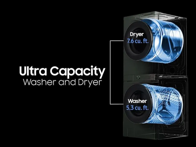 Samsung WH53DBH700EF Bespoke 5.3 Cu. Ft. Ai Laundry Hub&#8482; Ultra Capacity Single Unit Washer With Ai Optiwash&#8482; And 7.6 Cu. Ft. Electric Dryer In Satin Green