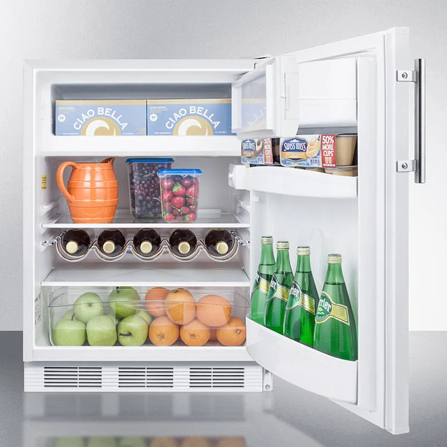 Summit CT661W Freestanding Counter Height Refrigerator-Freezer For Residential Use. Cycle Defrost With Deluxe Interior And White Finish