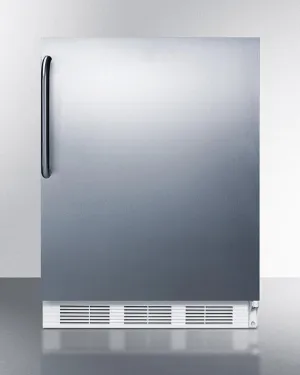 Summit CT661WSSTB Freestanding Counter Height Refrigerator-Freezer For Residential Use. Cycle Defrost With A Stainless Steel Wrapped Door. Towel Bar Handle. And White Cabinet