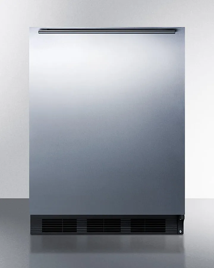 Summit CT663BKSSHH Freestanding Counter Height Refrigerator-Freezer For Residential Use. Cycle Defrost With A Stainless Steel Wrapped Door. Towel Bar Handle. And Black Cabinet