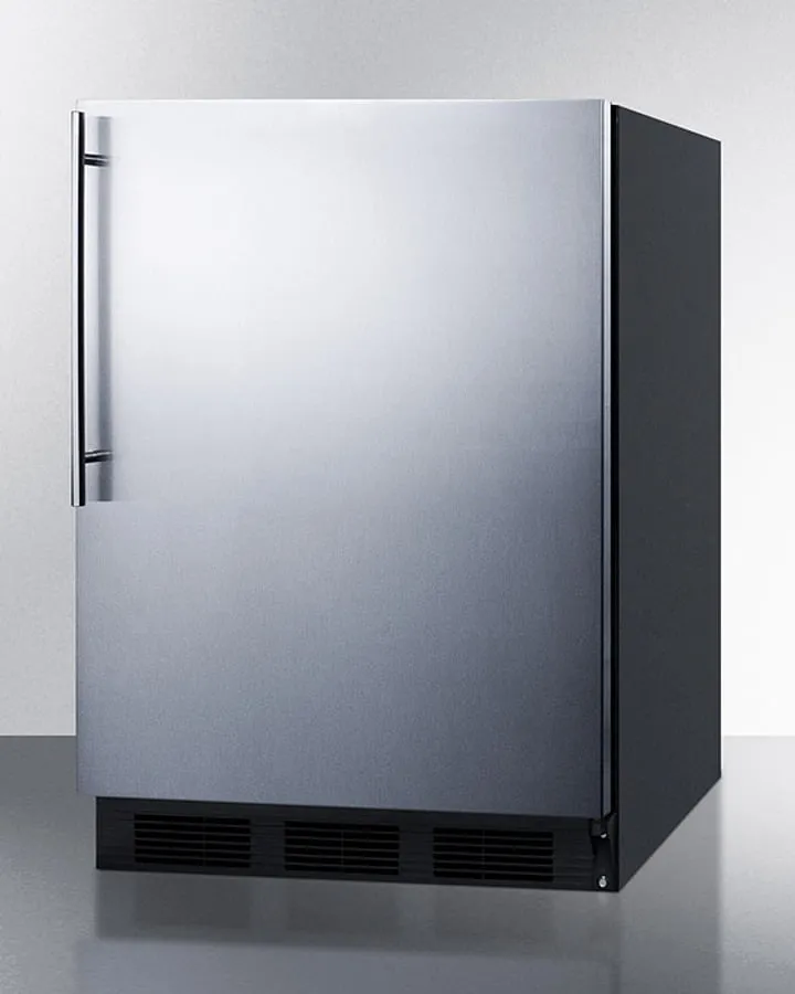 Summit CT663BKSSHV Freestanding Counter Height Refrigerator-Freezer For Residential Use. Cycle Defrost With A Stainless Steel Wrapped Door. Thin Handle. And White Cabinet