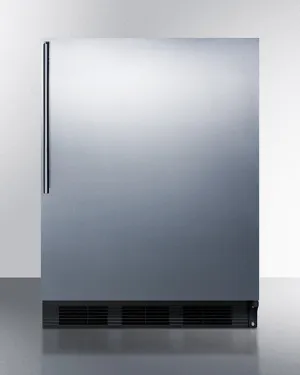 Summit CT663BKSSHV Freestanding Counter Height Refrigerator-Freezer For Residential Use. Cycle Defrost With A Stainless Steel Wrapped Door. Thin Handle. And White Cabinet