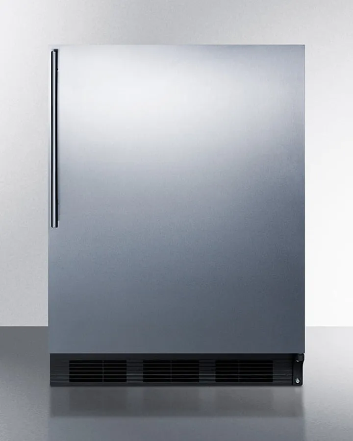 Summit CT663BKSSHV Freestanding Counter Height Refrigerator-Freezer For Residential Use. Cycle Defrost With A Stainless Steel Wrapped Door. Thin Handle. And White Cabinet