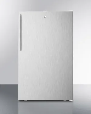 Summit FF511L7SSHV Commercially Listed 20 Wide Counter Height All-Refrigerator. Auto Defrost With A Lock. Stainless Steel Door. Thin Handle. And White Cabinet
