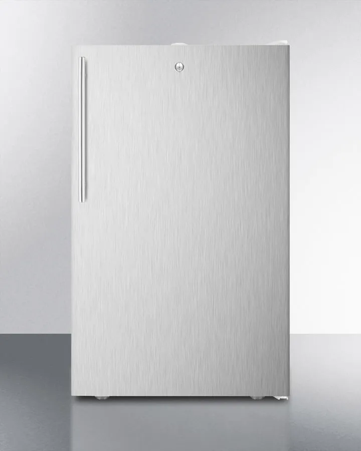 Summit FF511L7SSHVADA Commercially Listed Ada Compliant 20 Wide Counter Height All-Refrigerator. Auto Defrost W/Lock. Stainless Steel Door. Thin Handle. And White Cabinet