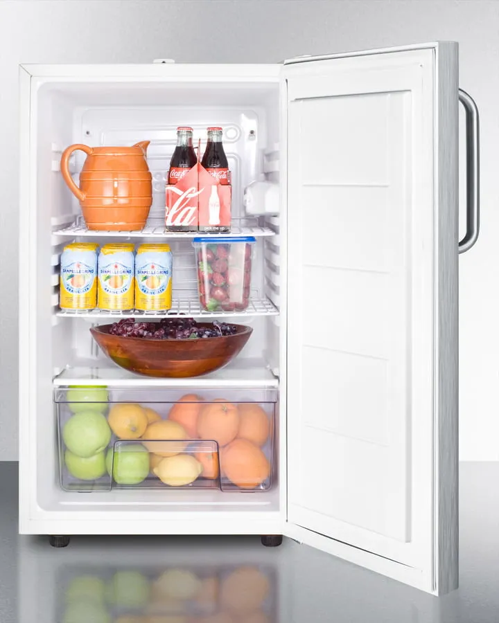 Summit FF511L7SSTBADA Commercially Listed Ada Compliant 20 Wide Counter Height All-Refrigerator. Auto Defrost With A Lock. Stainless Steel Door. Towel Bar Handle. And White Cabinet