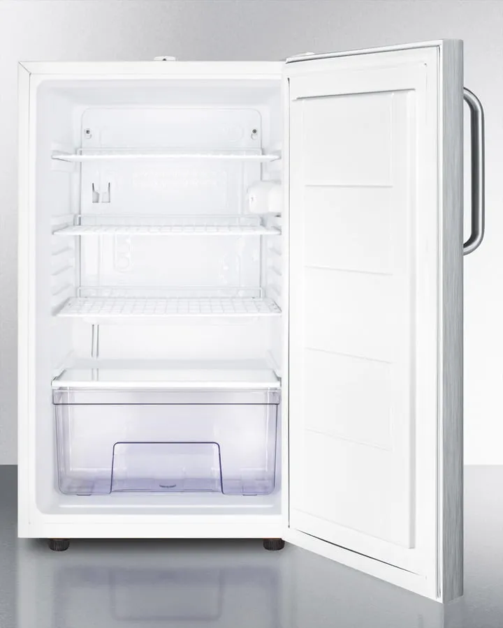 Summit FF511L7SSTBADA Commercially Listed Ada Compliant 20 Wide Counter Height All-Refrigerator. Auto Defrost With A Lock. Stainless Steel Door. Towel Bar Handle. And White Cabinet