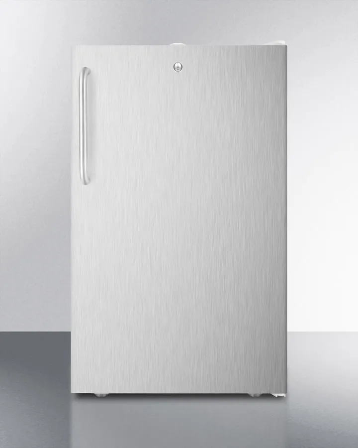 Summit FF511L7SSTBADA Commercially Listed Ada Compliant 20 Wide Counter Height All-Refrigerator. Auto Defrost With A Lock. Stainless Steel Door. Towel Bar Handle. And White Cabinet