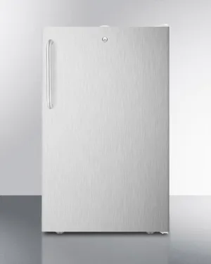 Summit FF511L7SSTBADA Commercially Listed Ada Compliant 20 Wide Counter Height All-Refrigerator. Auto Defrost With A Lock. Stainless Steel Door. Towel Bar Handle. And White Cabinet
